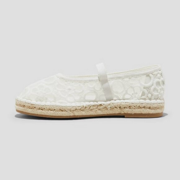 Celia Floral Lace Mary Jane Espadrille Flat Memory Foam Insole -Universal Thread - Picture 4 of 8